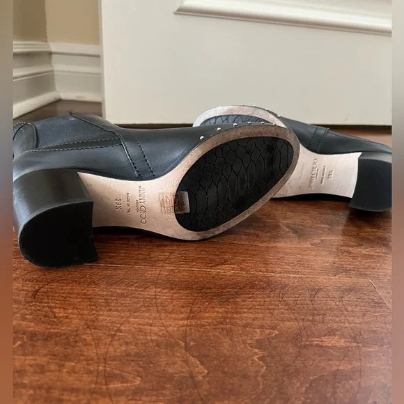 Jimmy Choo Women's Merril 65 Leather & Shearling Block-Heel Booties Size 39 1/2 - Picture 12 of 12